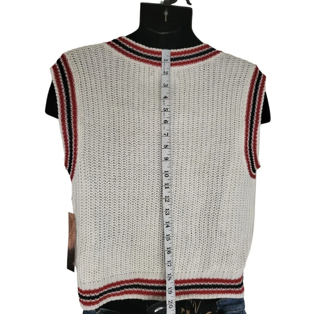 NWT Almost Famous Varsity Sweater Vest‎ Womens XL Waffle Knit V Neck Preppy